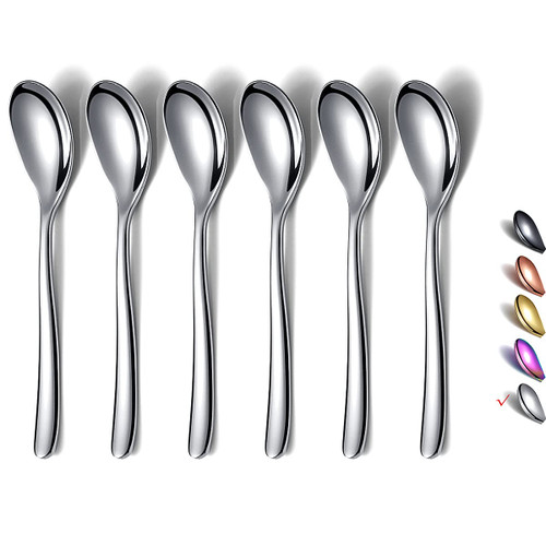 Demitasse Espresso Spoons, 5.5'' Mini Coffee Spoons, Stainless Steel Small Spoons,Tea Spoons for Dessert, Set of 6, Dishwasher Safe (Silver)
