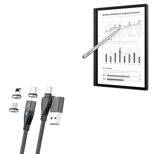 BoxWave Cable Compatible with Huawei MatePad Paper (10.3 in) - MagnetoSnap PD AllCharge Cable (100W), Magnet PD 100W Charging Cable USB Type-C Micro USB for Huawei MatePad Paper (10.3 in) - Jet Black