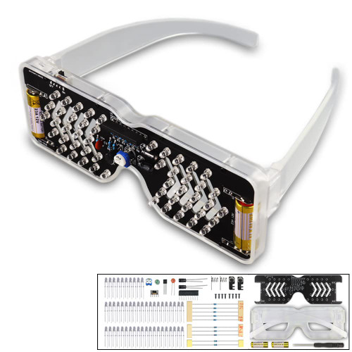 DIY Electronic LED Luminous Glasses Soldering Project Kits KA2284 Voice Sensor led Flashing Light for Electronics Study Soldering Practice(Green)