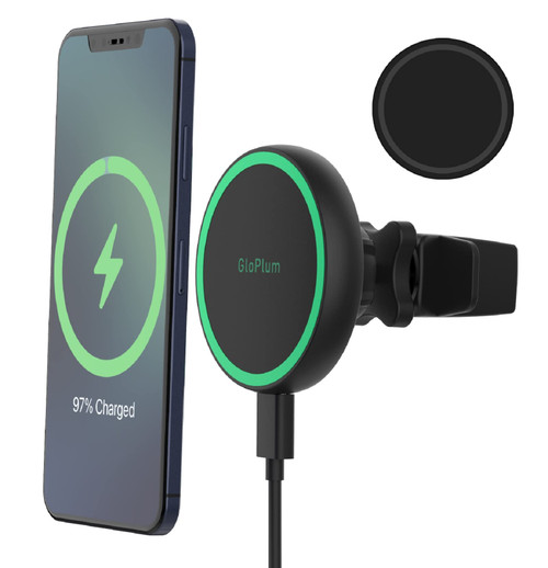 Magnetic Wireless Car Charger Mount Compatible with Magsafe Car Charger Compatible with iPhone 13/ iPhone 12/12 Mini/12 Pro/12 Pro Max, 15W Fast Charging Air Vent Magnet Accessories Car Phone Holder
