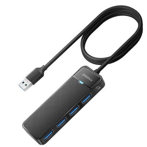 4-Port USB Hub, iDsonix USB 3.0 Hub 5Gbps USB Splitter for Laptop with 3.2ft/1m Long Cable, Multi USB Port Expander for MacBook, Windows/Mac OS, Linux, Flash Drive, HDD Black 4-Port USB Hub, iDsonix USB 3.0 Hub 5Gbps USB Splitter for Laptop with 3.2ft/1m Long Cable, Multi USB Port Expander for MacBook, Windows/Mac OS, Linux, Flash Drive, HDD Black
