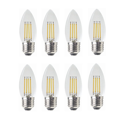 4W Low Voltage DC 12V LED Bulb, E26/E27 Medium Base, Warm White 2700k Light, Clear Glass Torpedo Tip, 400Lm 40W Incandescent Equivalent 8 Pack