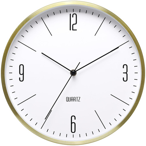 NC 12 Inch Wall Clock Gold Metal Encasement Wall Clock Modern Wall Clock Wall Clock Silent Non-Ticking Quartz Battery Operated Easy to Read for Home Office School Living Room
