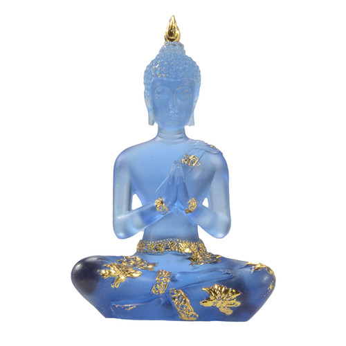 Gazechimp Clear Buddha Statue, Meditation Shakyamuni Sitting Figurine Sculpture Resin Craft, Desktop Home Yoga Decoration Collectibles, Blue