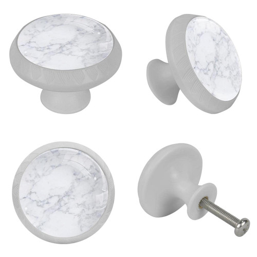 TBOUOBT 4 Pack Cabinet Knobs Dresser Knobs Drawer Knobs Kitchen Cabinet Knobs, Knobs for Cabinets and Drawers, Marble Texture Gray Modern White