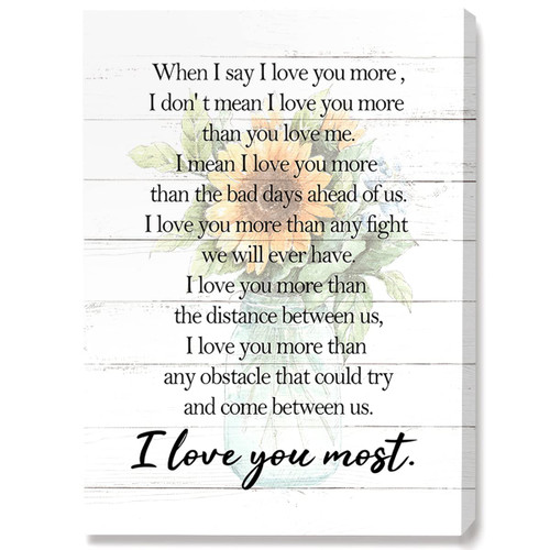 I Love You More Canvas Wall Art, Wedding Newlywed Framed Painting Wall Decor for Couples Newlyweds Lover Living Room Bedroom Wall Art,12X15 In