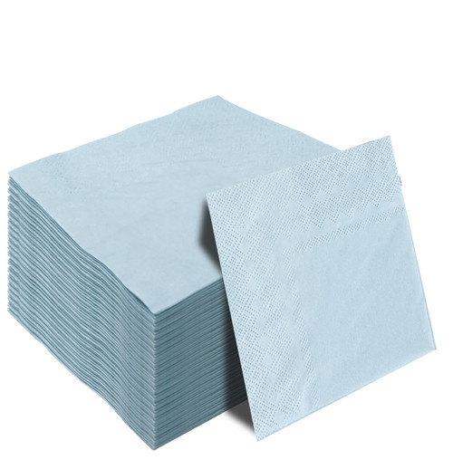 50 Pieces 2-ply Light Blue Napkin Disposable Cocktail Napkins Beverage Napkins Dessert Napkins Paper Napkins for Wedding Birthday Party Paper Dinner Napkins