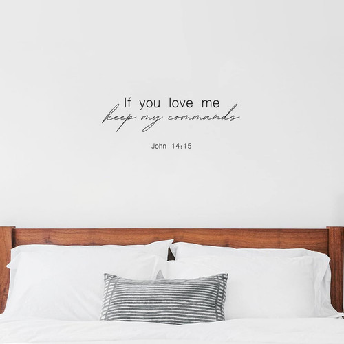 If You Love Me, Keep My Commands Peel AndStick Wall Decals Vinyl Wall Decal Inspirational Quotes for Classroom Home Bedroom Inspirational Religious Gifts 22 Inch
