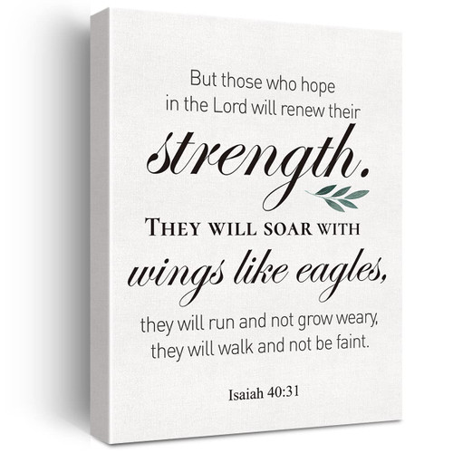 Christian Canvas Wall Art Motivational Isaiah 40:31 Canvas Print Positive Scripture Bible Verse Painting Home Wall Decor Framed Inspirational Gift 12x15 Inch