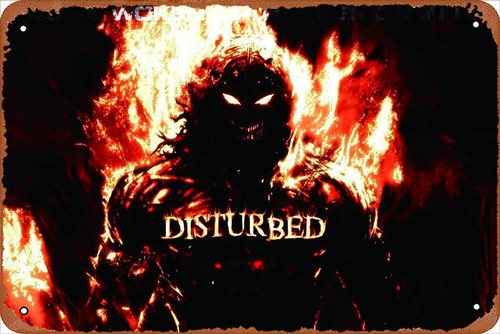 Disturbed - Disturbed Band Poster Metal Sign Tin Metal Retro Wall Decor for Home,Street,Gate,Bars,Club ,Restaurants,Cafes,Store Pubs Sign Gift 8 X 12 INCH Metal Sign