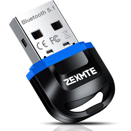 ZEXMTE Bluetooth Adapter for PC 5.1 - USB Bluetooth Dongle 5.1 EDR, Bluetooth Adapter for PC Windows 11/10/8/7 for Headsets, Speakers, Mouse, Keyboard, Bluetooth USB Adapter for Computer/Laptop