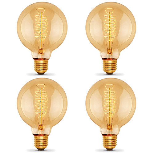 NEW LIGHTS Edison Light Bulb, 60W, G25/G80 Globe Incandescent Edison Bulb, 2100K, E26 Dimmable Antique Filament Round Decorative Light Bulb (Warm White, 4 Pack)