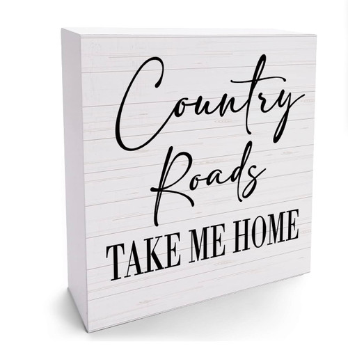 Country Home Farmhouse Sign Desk Decor Wooden Box Sign Housewarming Gift Rustic Wood Block Plaque Box Sign for Living Room Kitchen Bathroom Shelf Table Decoration Country Roads Take Me Home Sign Country Home Farmhouse Sign Desk Decor Wooden Box Sign Housewarming Gift Rustic Wood Block Plaque Box Sign for Living Room Kitchen Bathroom Shelf Table Decoration Country Roads Take Me Home Sign