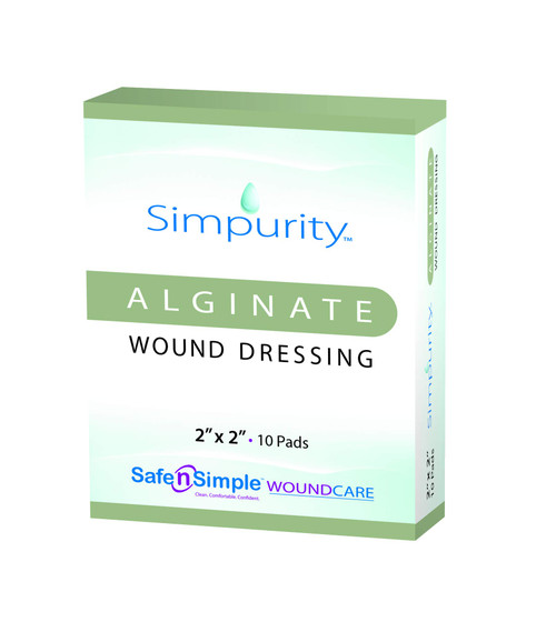 Calcium Alginate Wound Dressing 2" x 2" -Simpurity- Individual Thick Pads Antimicrobial Alginate Dressing Fiber Padding Medical Wound Care Products for Bed Sore-Pressure Sore-Leg Ulcer-Diabetic Foot