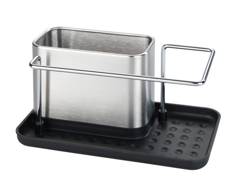 WENKO Stainless Steel Orio Sink Drainer Caddy, Silver matt, 10.5 x 12 x 21 cm