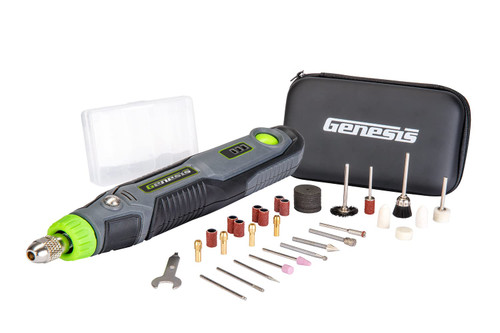 Genesis GLRT04V50 Cordless Rotary Tool with 2-Speeds, 50-Piece Accessory Set, Storage Case for Sanding, Drilling, Polishing, Engraving, DIY Projects