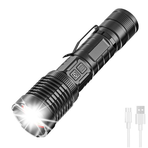 LED XHP99 Flashlight, 30000 Lumens Ultra Bright Tactical Rechargeable XHP99 Flashlights Handheld Lamp Powerful Torch with 5 Modes Waterproof Zoomable Torch Lamp for Hiking Hunting Fishing Traveling
