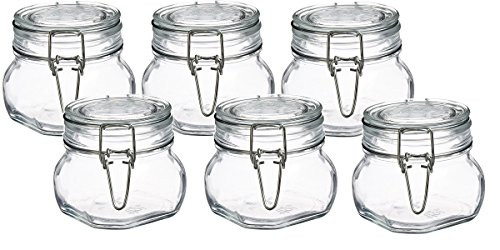 Bormioli Rocco Fido Clear Glass Jar with 85 mm Gasket ,0.5 Liter (Pack of 6)