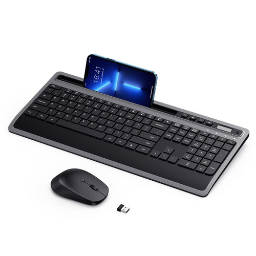 Keyboard and Mouse Wireless, VEILZOR Wireless Keyboard and Mouse Combo for Windows, 2.4 GHz Wireless, Phone Holder and Shortcut Keys, for PC, Laptop