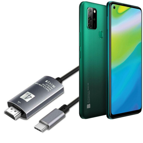 BoxWave Cable Compatible with BLU V91 - SmartDisplay Cable - USB Type-C to HDMI (6 ft), USB C/HDMI Cable for BLU V91 - Jet Black