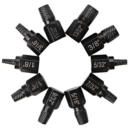 homfanseec 10pcs Pipe Nipple Extractors Set, Damaged Screw Extractor Set Stripped Screw Remover Tools for Mechanics Bolt Extractor Set, Multi-Spline, for Removing Broken Studs, Bolts, Screws(Black)