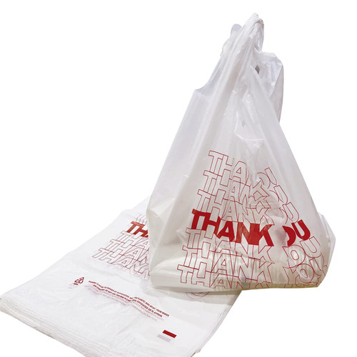 Thank You plastic bags with handles(500 count),shopping,grocery T-shirt bags for small business,11.5" X 6.25" X 21", 15mic, 0.6 Mil