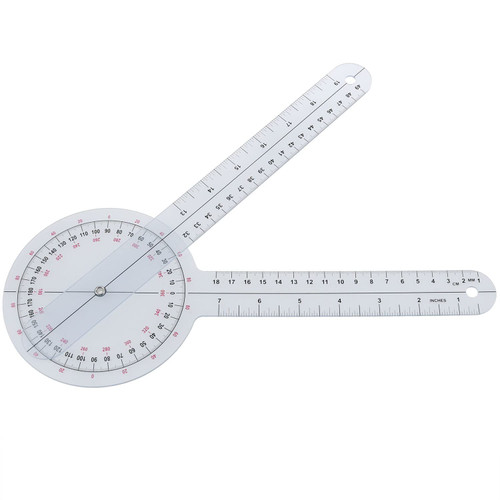 AYLIFU 12 Inch Goniometer Transparent Orthopedic Angle Protractor Plastic 360 Degree Digital Goniometer for measuring joint range of motion-1pcs