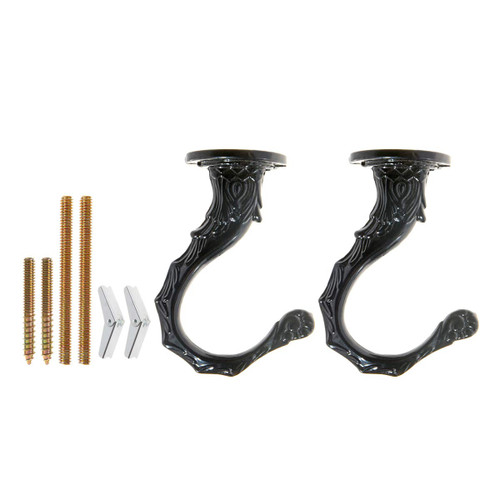 PENCK Swag Hooks for Ceiling Hanging - Decorative Ceiling Hooks for Hanging Plants - Heavy Duty Hooks with Hardware for Ceiling Installation Cavity Wall Fixing, Black, 2-Pack