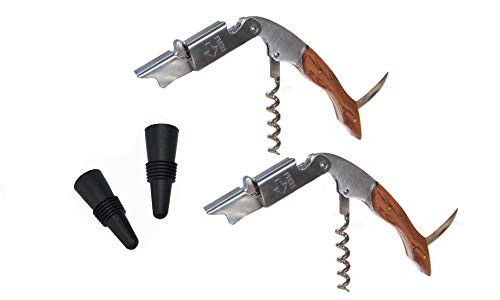 2x Waiters Corkscrew, Professional Wine Bottle Opener, and Wine Foil Cutter with 2x Wine Bottle Stopper, Corkscrews Wine Bottle Opener, Fancy Wine Bottle Opener, Made from Rosewood with Wine Stoppers