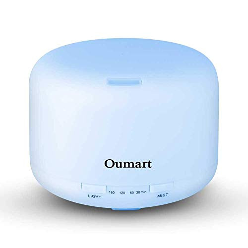 Oumart 160ml Aromatherapy Essential Oil Aroma Diffuser - Portable Ultrasonic Diffusers Cool Mist Humidifier with 7 Colors LED Lights and Waterless Auto Shut Off for Home Office Bedroom Baby Room