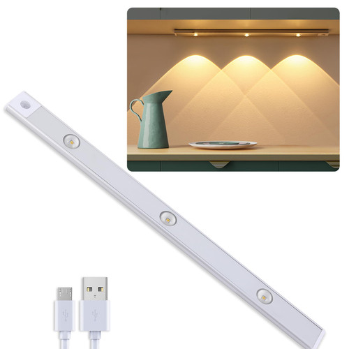 ICEKO Under Cabinet Lights, LED Motion Sensor Light Indoor,USB-Rechargeable Battery Operated/Dimmable/Wireless?Stick on Strip Lighting with Magnetic for Kitchen,Cabinet,Wardrobe,Closet (40cm)