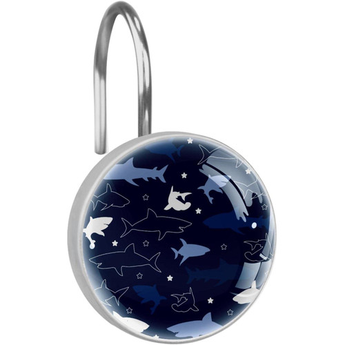 Sea Animal Shark Picture Pattern Navy Shower Curtain Hooks 1pcs Decorative Shower Curtain Hanger Rings Roller for Bathroom Curtains Rods