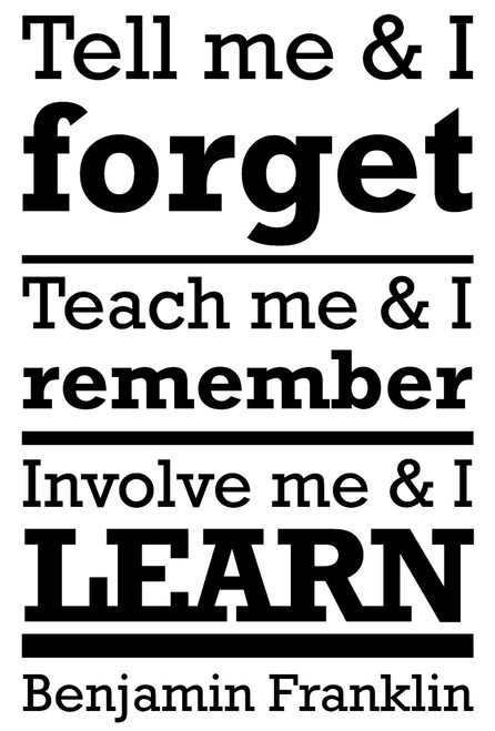 Tell Me, Forget Teach Me, Remember Involve Me, Learn Wall Decals for Walls Peel and Stick Wall Art murals Black Medium 18 Inch