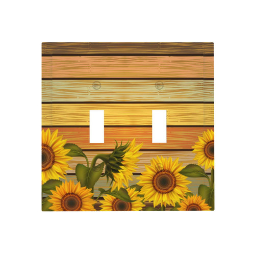 Wall Plate Sunflower On Wood 2-Gang Light Switch Plate Duplex Toggle Switch Covers For Bedroom Kitchen Home Decor