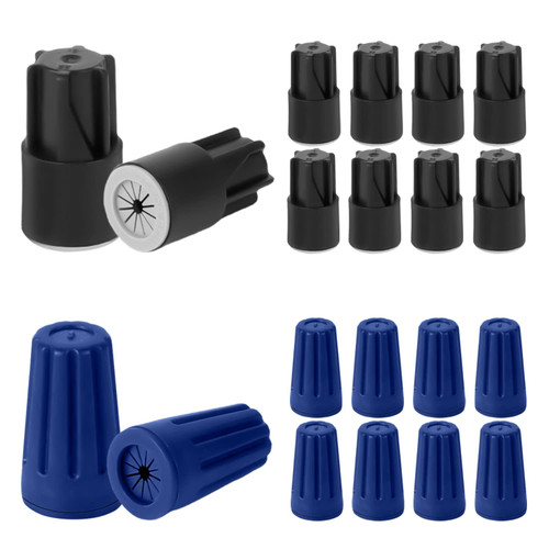 20pcs Waterproof Wire Nut Connectors, Outdoor Electrical Wire Connectors Twist Nuts Caps Wire Caps Compatible with 22AWG-12AWG for Outdoor Lights Irrigation Valves (Blue; Black)