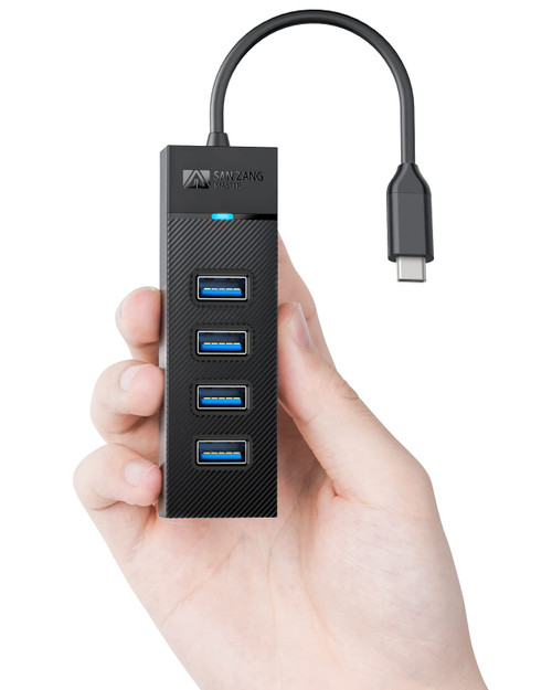 4 Ports USB C Hub, SANZANG USB 3.0 Hub, 5Gbps USB C Splitter USB C Port Expander for Laptop, Xbox, Flash Drive, HDD, Console, Printer, Camera,Keyborad, Mouse?6 inch?