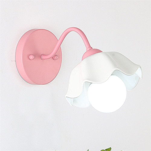 OUUED European Wall Light Modern Ceramic Wall Lamp Bedroom Bedside Lamp Study Reading Lamps Aisle E27 Wall Sconces (Color : Pink)