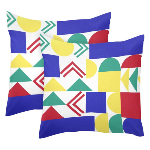 JAVENPROEQT Decorative Square Throw Pillow Covers Set of 2 Geometric Pattern Pillow Case for Home Office Car, 18 x 18 inches