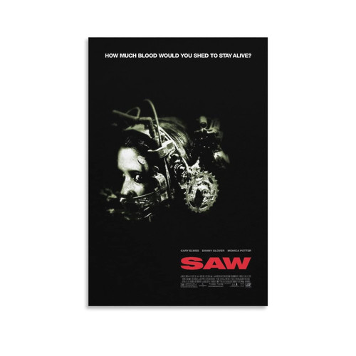 FUWE Horror Movie Saw Locandina Poster Poster Decorative Painting Canvas Wall Art Living Room Posters Bedroom Painting 16x24inch(40x60cm)