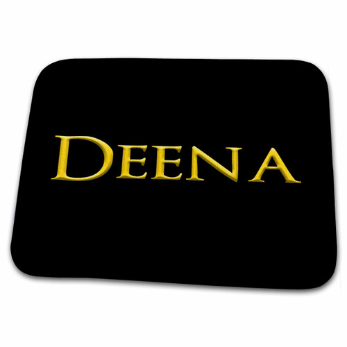 3dRose Deena cool girl baby name in the USA. Yellow on black... - Dish Drying Mats (ddm-361924-1)
