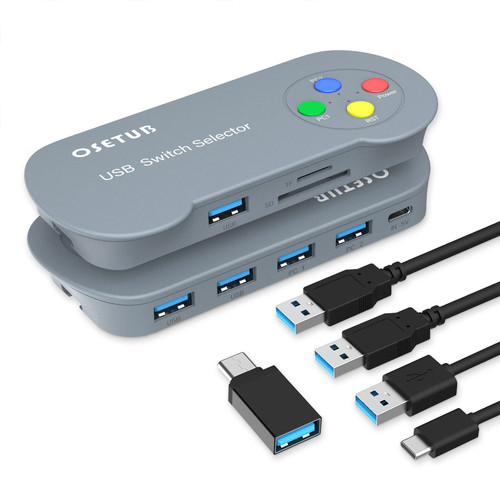 USB 3.0 Switch, USB 3.0 Switcher Selector 2 Computer Sharing 3 USB Devices with SD/TF Slot KVM Switch Hub with Slideway for PC, Printer, Scanner, Mouse, Keyboard