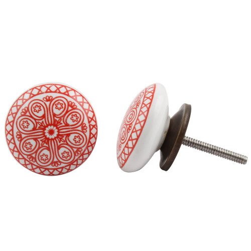 Indian Shelf 4 Pieces Drawer Pulls | Wheel Flat Kitchen Knob | Kitchen Cabinet Knobs Red | Knobs for Dresser Drawers Vintage Ceramic | Knob for Dresser | Pull Knobs for Cabinets