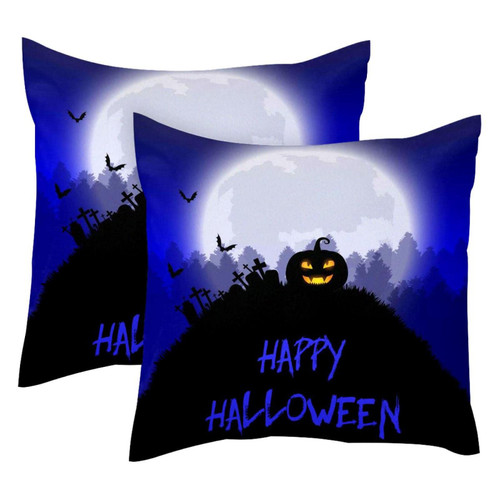 JAVENPROEQT Decorative Square Throw Pillow Covers Set of 2 Horror Halloween Pumpkin Background Pillow Case for Home Office Car, 18 x 18 inches