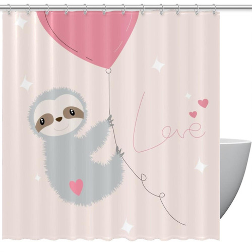 VAPOKF Shower Curtain for Bathroom Decor, Cute Sloth Waterproof Polyester Fabric Bath Curtain Set with 12 Hooks - 60x72 Inches