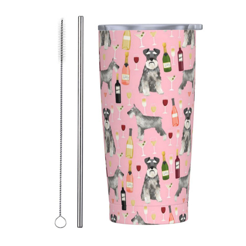 Schnauzer Printed 20 Oz Stainless Steel Tumbler Mug With Lids And Straws Vacuum Insulated Travel Mug Coffee Cups For Cold Hot Drinks