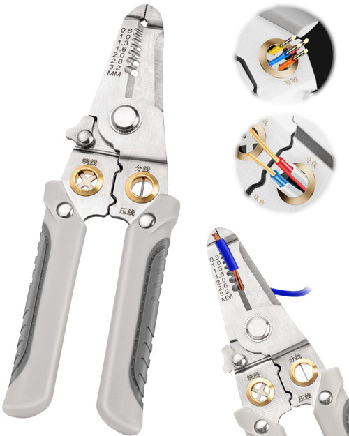 Multifunction Wire Plier Tool, 6 in 1 Special Wire Stripper Tool for Electrician, Multifunction Wire Pliers for Stripping Cutting Electric Cable Stripper Crimping (Grey) Multifunction Wire Plier Tool, 6 in 1 Special Wire Stripper Tool for Electrician, Multifunction Wire Pliers for Stripping Cutting Electric Cable Stripper Crimping (Grey)