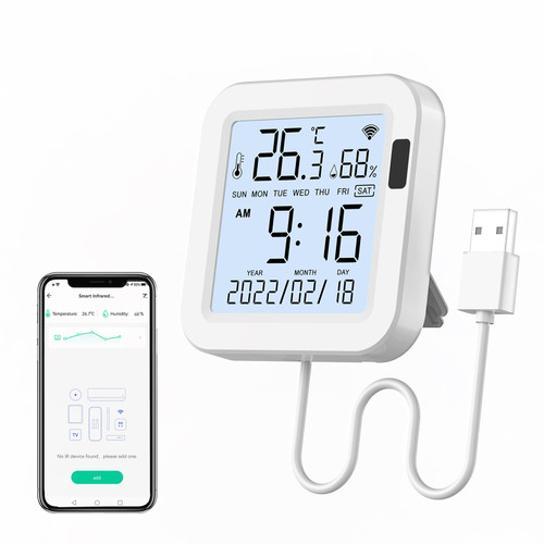 eMylo WiFi Temperature Humidity Monitor, WiFi Thermometer Hygrometer Compatible with Alexa and Google Assistant, App Notification Alert, Temperature Humidity Sensor for Home Greenhouse Wine Cellar