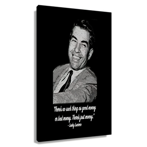 Lucky Luciano Poster Mobster Pictures for Wall Art Mafia Gangster Canvas Prints Modern Painting Poster for Living Room Christmas Decor Framed Size 12x18 inch(30x45cm)