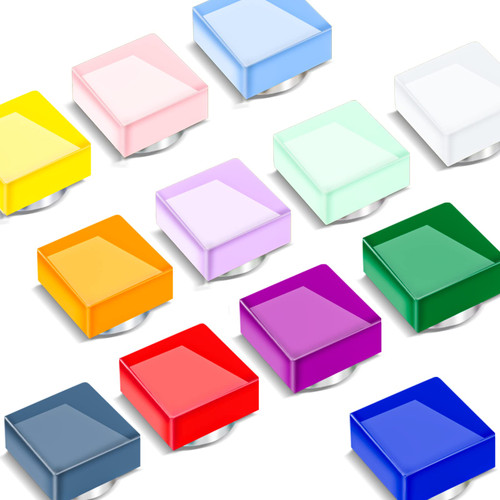 12 Pcs Refrigerator Magnets,12 Colors Cute Fridge Magnets Decorative Whiteboard Magnets for Office Kitchen Magnets Locker Colorful Glass Magnets