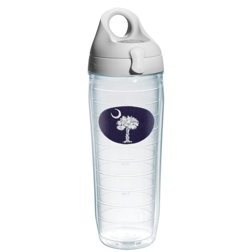 Tervis South Carolina Flag Made in USA Double Walled Insulated Tumbler Travel Cup Keeps Drinks Cold & Hot, 24oz Water Bottle - Gray Lid, Navy and White